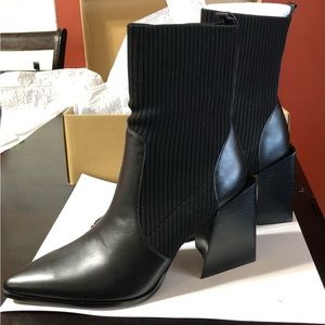 Steve Madden Womens Tackle Leather Pointed Toe Ankle Boots Black New Size 9M